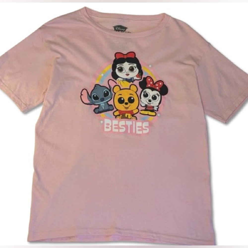 NWOT Disney L Pink Graphic Tee – Snow White, Minnie, Stitch & Winnie the Pooh